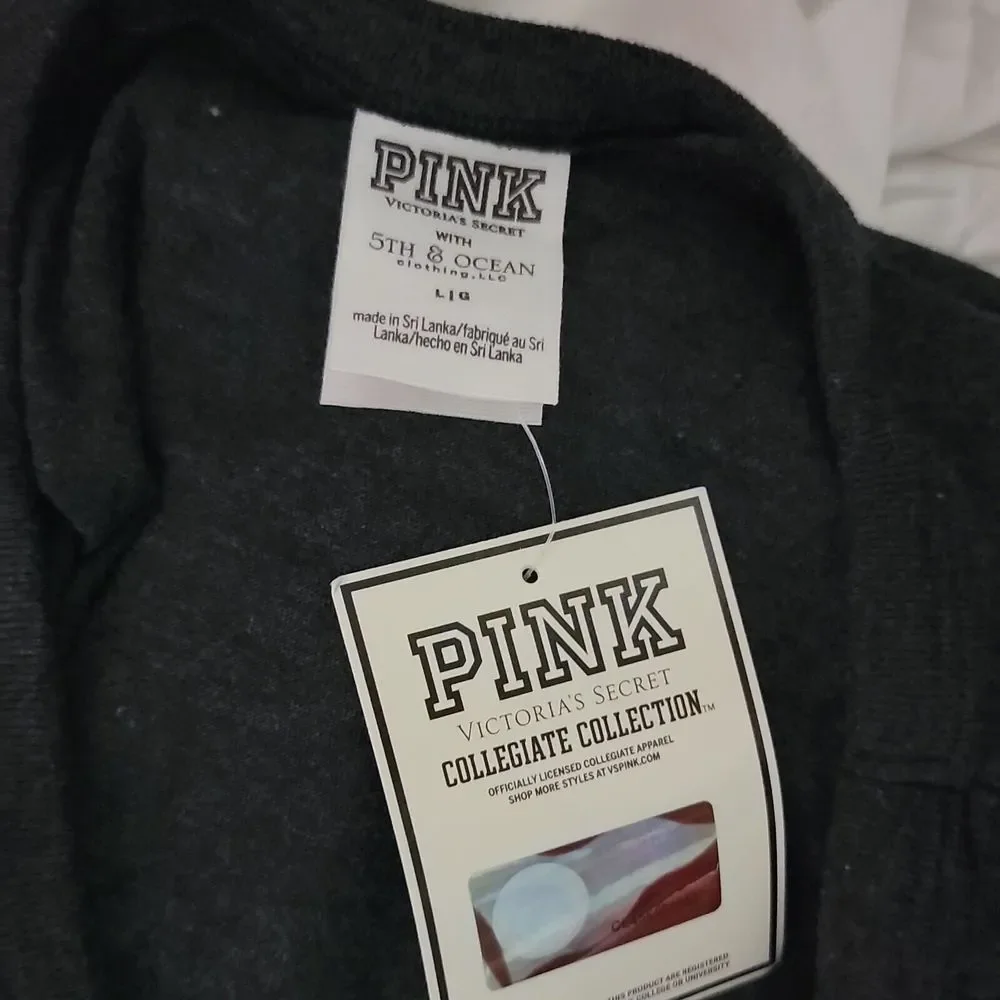 Victoria's Secrets Pink UMass Tank Top Sleeveless Blouse Shirt Sz L Gray
